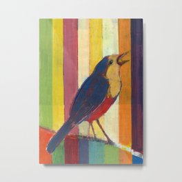 Caged Bird Singing Metal Print | Painting, Mixed Media, Illustration, Animal 