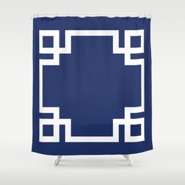 Navy Blue Greek Key Shower Curtain