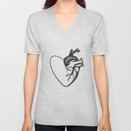 SPLIT HEART V Neck T Shirt