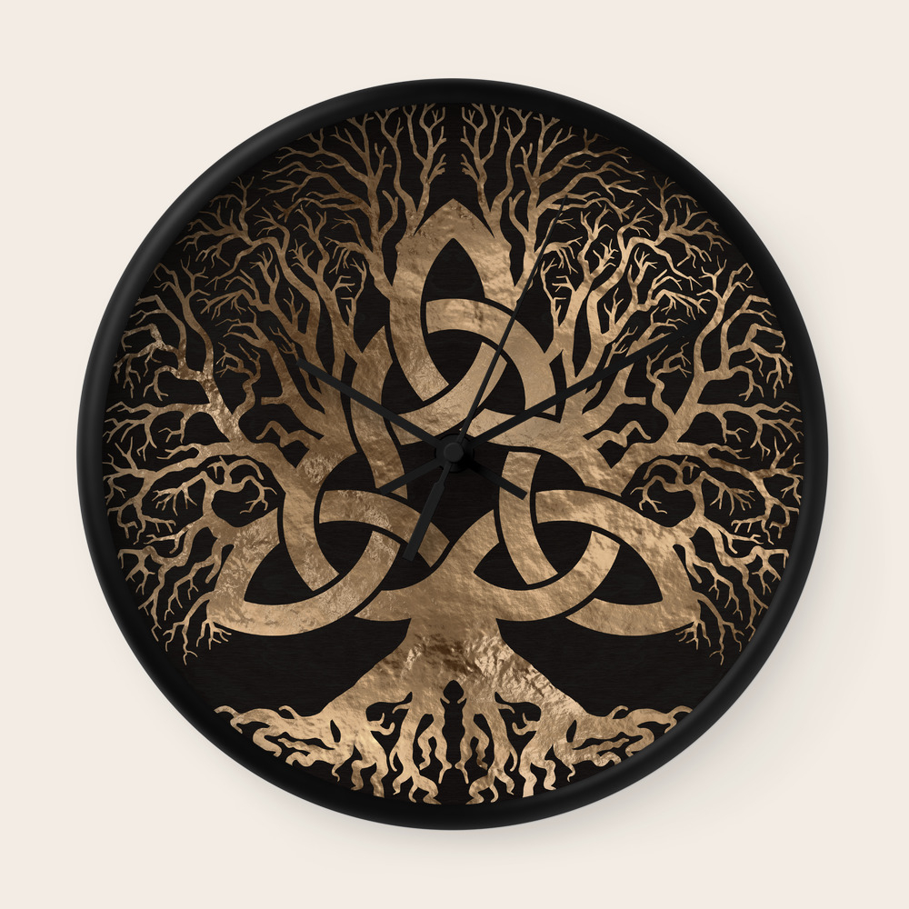 Tree Of Life Yggdrasil With Triquetra Wall Clock By K9printart Society6 In fact, when we ask, what does the triquetra represent?, there is no one answer that is entirely correct or suitably comprehensive. tree of life yggdrasil with triquetra wall clock by k9printart