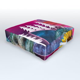 Vaporwave Celestial Owl Collage Outdoor Floor Cushion | Tiktokaesthetic, Vaporwave, Celestial, Japan, Space, Digitalcollage, Kawaii, Sadboys, Egirlaesthetic, Synthwave 