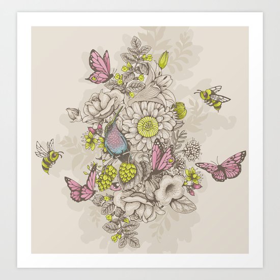 Beauty (eye of the beholder) - cream version Art Print