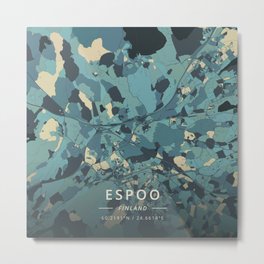 Espoo, Finland - Cream Blue Metal Print