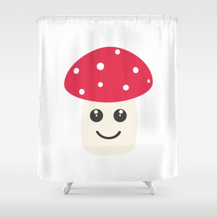 Cute Red Mushroom Shower Curtain By, Society6 Mushroom Shower Curtain