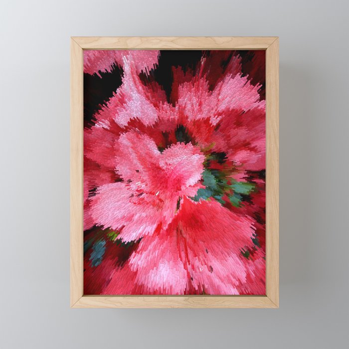 Red Azaleas blossom pixel art Framed Mini Art Print
