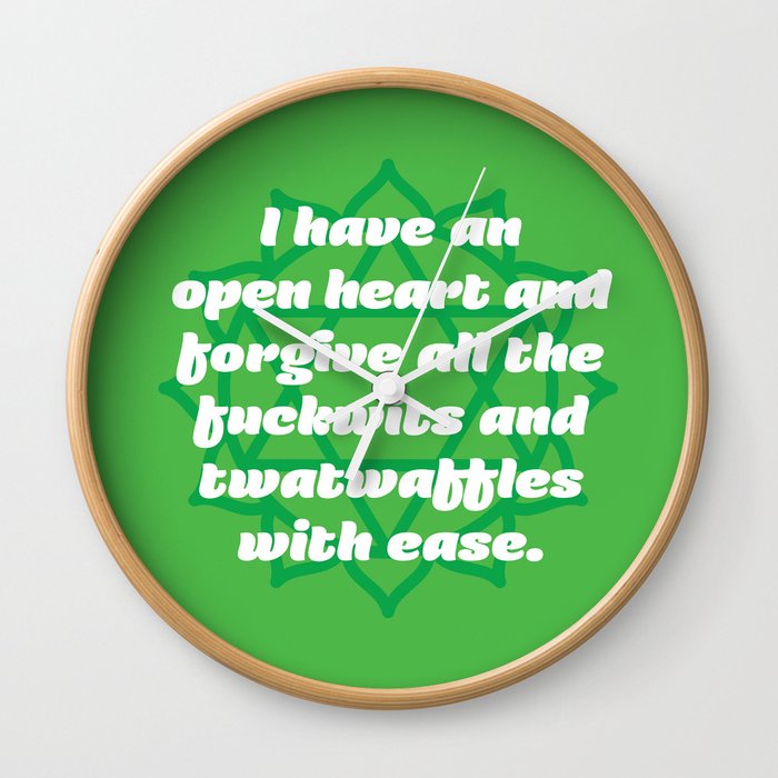 Open Heart Heart Chakra Affirmation Wall Clock By Ferociousink Society6