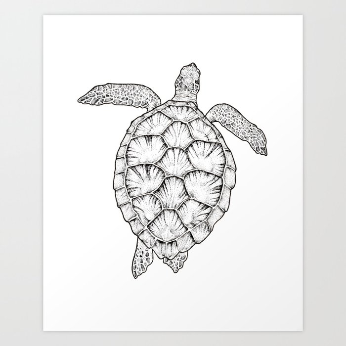 Sea Turtle Ink Art Print