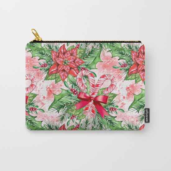 Poinsettia & Candy cane Carry-All Pouch