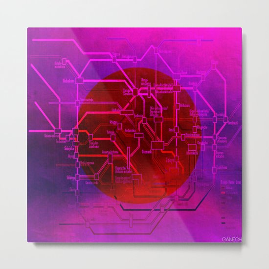 Tokyo Metro Map Metal Print