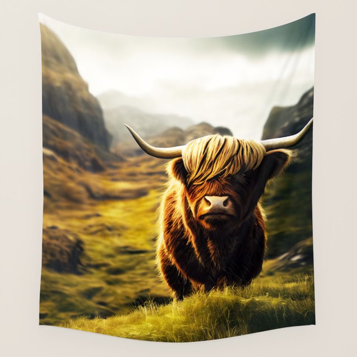 Highland cow Wall Tapestry by haroulita Society6