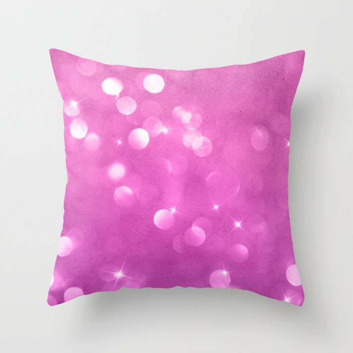 Abstract Pink Lilac White Bokeh Glitter Gradient Throw Pillow