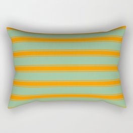 [ Thumbnail: Dark Sea Green & Dark Orange Colored Stripes/Lines Pattern Rectangular Pillow ]