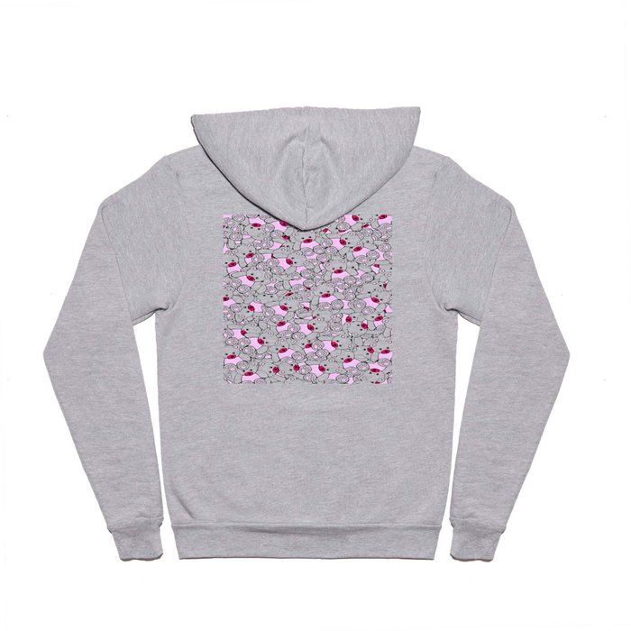 Cute Adorable Pink White Black Teddy Bear Collage Hoody