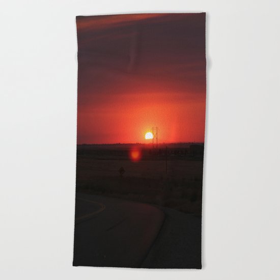 Sunset Highway Beach Towel