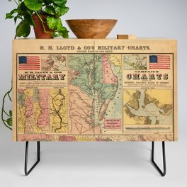 Vintage United States Civil War Military Strategic Maps Credenza