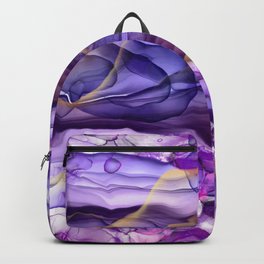 Modern Purple and Gold Ink Wash Abstract Backpack | Purpledecor, Purpleabstract, Gold, Inkwashabstract, Purple, Abstract, Moderndecor, Graphicdesign, Modern, Pink 