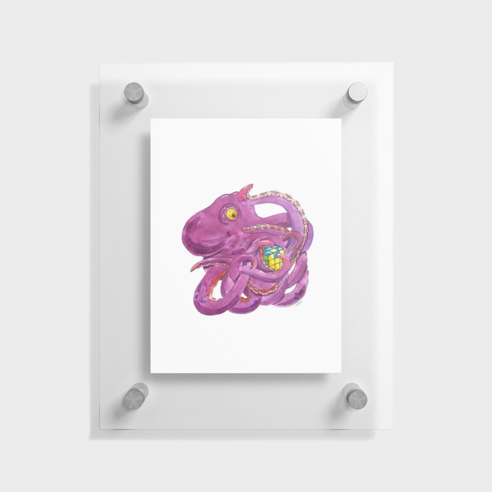 Octopus with Rubik's Cube Floating Acrylic Print