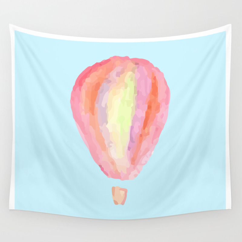 Abstract Hot Air Balloon Watercolor Wall Tapestry By