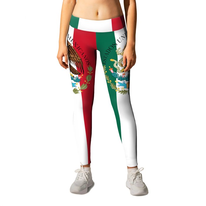 Mexico flag & Coat of Arms augmented scale Leggings