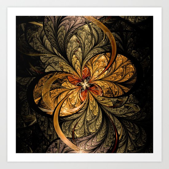 Shining Leaves Fractal Art Art Print