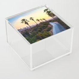 Los Angeles, California, Palm Tree Sunset Acrylic Box