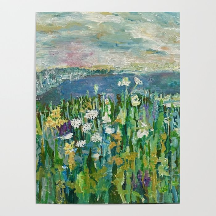 Wildflowers By The Lake  Poster