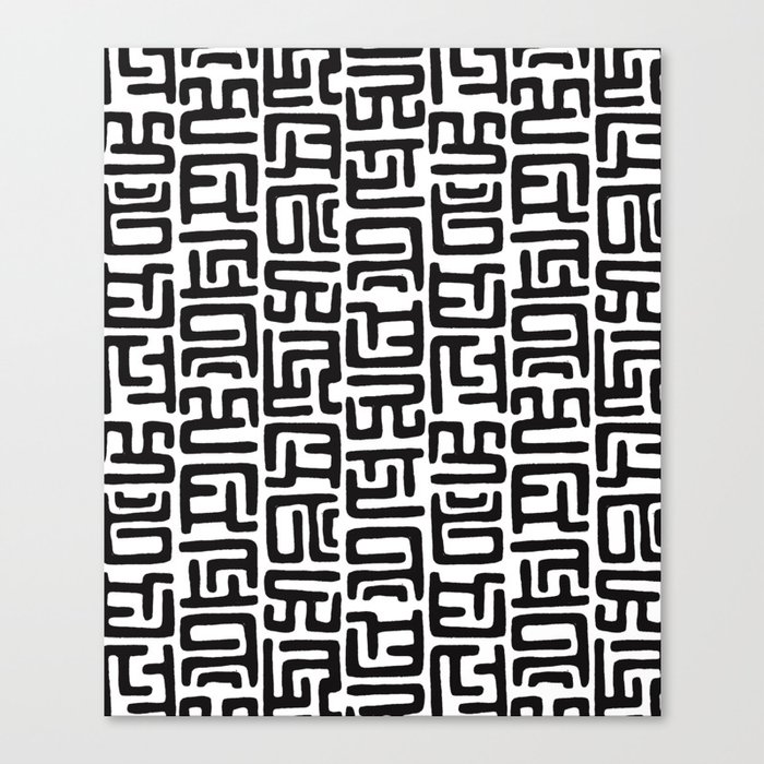 Black And White African Abstract Shapes Canvas Print By