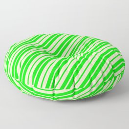 [ Thumbnail: Lime and Bisque Colored Pattern of Stripes Floor Pillow ]