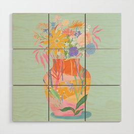 Whimsical Flower Vase Wood Wall Art