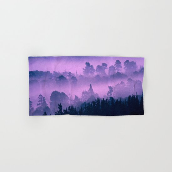 Blue forest in a pink fog Hand & Bath Towel