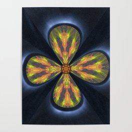 8 infinity figure eight on a dark blue background twisted with a yellow sun Poster