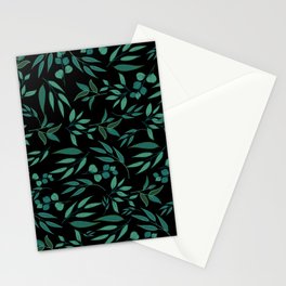 Eucalyptus Greenery on Black Stationery Cards