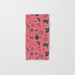 Spooky Halloween Pink and Black Pattern Hand & Bath Towel