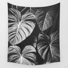 Monstera Black and White Wall Tapestry