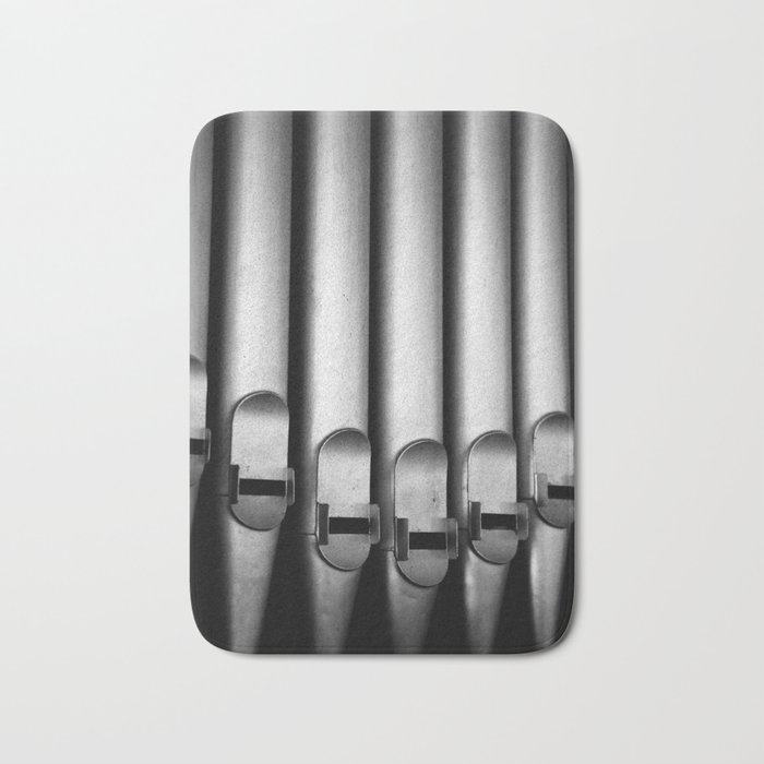 Organ pipes black and white photography Bath Mat