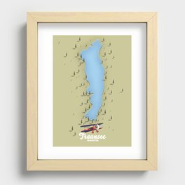 Traunsee Austrian lake map Recessed Framed Print