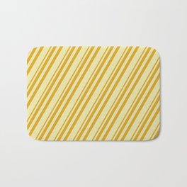 [ Thumbnail: Goldenrod and Pale Goldenrod Colored Stripes Pattern Bath Mat ]