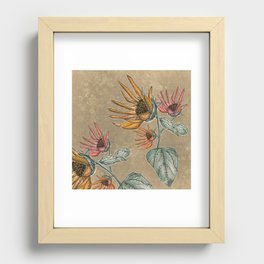 Retro Sunflowers Recessed Framed Print