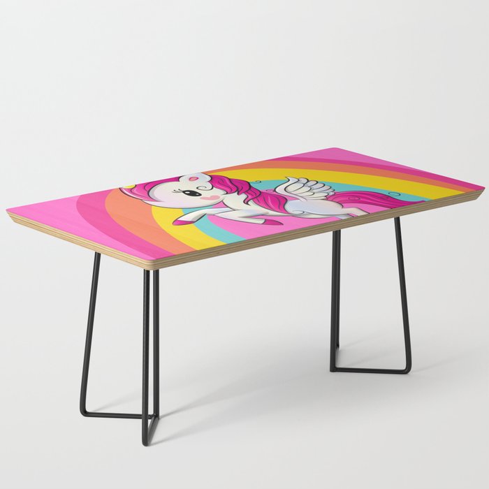 Unicorn | rainbow | pink background  Coffee Table