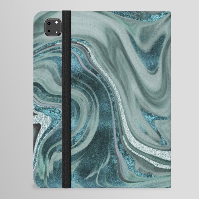 Elegant Marble Gemstone Texture Turquoise Teal iPad Folio Case