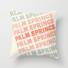 Palm Springs typography trendy retro vintage style 70s minimal art socal cali vibes Throw Pillow