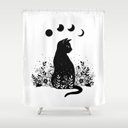 Night Garden Cat Shower Curtain