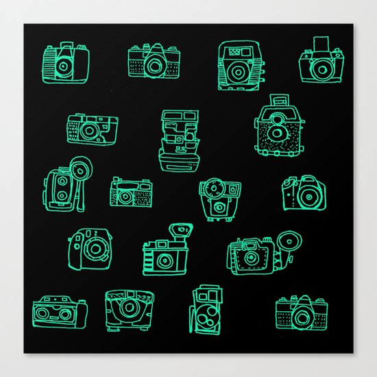 Cameras: Teal Canvas Print