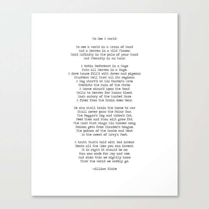 To See A World In A Grain of Sand Poem Quote By William Blake Long Version Canvas Print