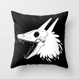 Wolf Skull on Black Throw Pillow