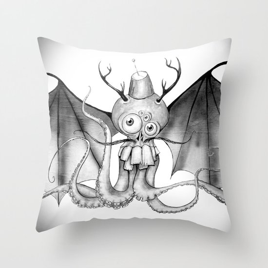 MonoChro-Monster Throw Pillow