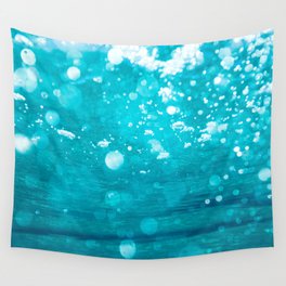 Underwater Bubbles with Sunlight in a Blue Ocean Pattern Wall Tapestry