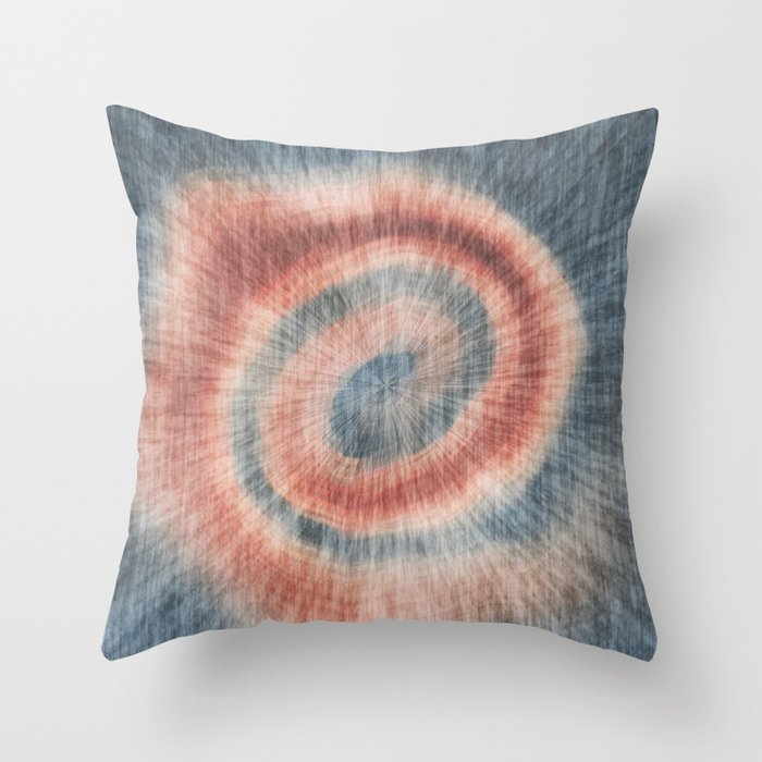 Terracotta Blue Tie Dye Abstract Throw Pillow