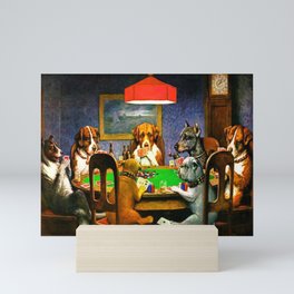  Dogs Playing Poker, by Cassius Marcellus Coolidge - Vintage Painting Mini Art Print
