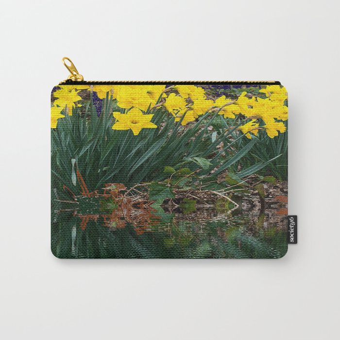 PUCE & YELLOW DAFFODILS WATER REFLECTION PATTERN Carry-All Pouch